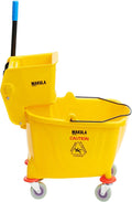 Makula Commercial Mop Bucket with Wringer, 36 Qt Heavy Duty Janitor Mop Bucket with Wheels, Side Press Wringer Combo, Industrial Cleaning Bucket for Restaurants, Schools & Commercial Floors
