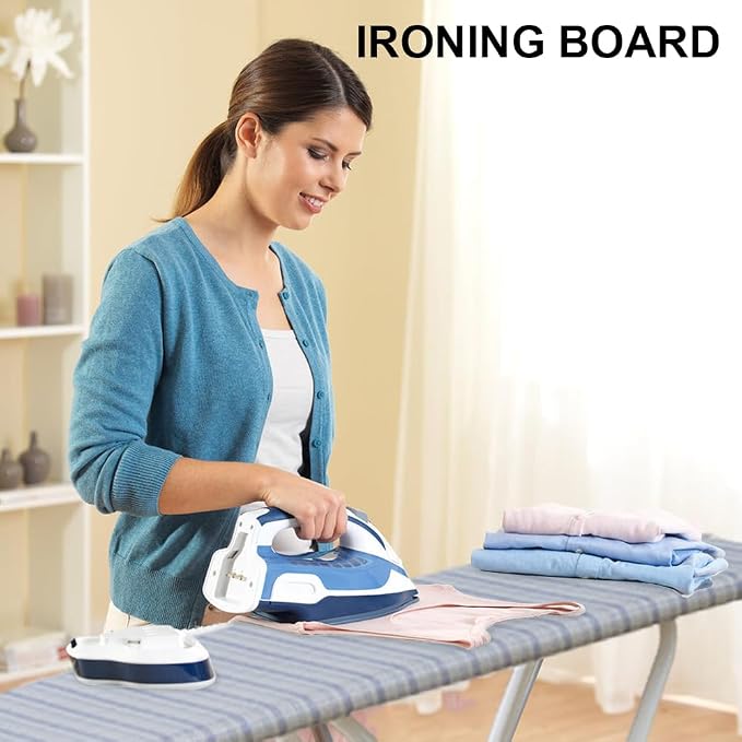 Ironing Board with Iron Rest Iron Board with Heat Cover Adjustable Height | Foldable Ironing Board Sturdy Non Slip Feet Easy to Fold Wide Surface Space Saving Design Adjustable Height