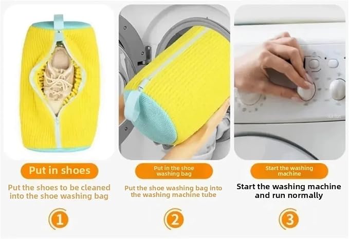 1/2/4pcs Laundry Bag Shoe Washing Bag Padded Net Protector(Yellow,1pc)