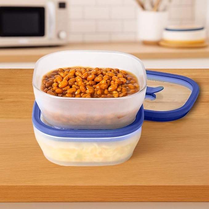 Anyday 2 Pack 2.5 Cup Glass Lunch Containers (Blueberry) | Microwavable, Microwave Safe, Bowls with Lids, for Work, Food Storage, Bento Box Meal Prep