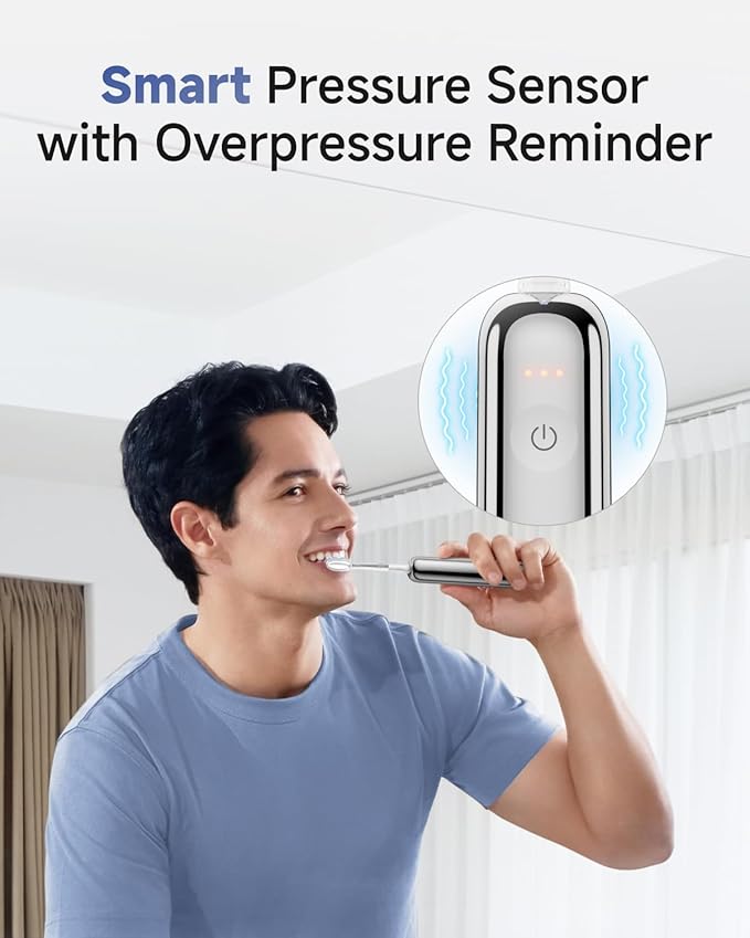 Laifen Wave Pro Sonic Electric Toothbrush for Adults – 2026 Model, 60° Oscillations for Ultra-Clean, Smart App, 70-Day Battery, 2 Brush Heads (Stainless Steel)