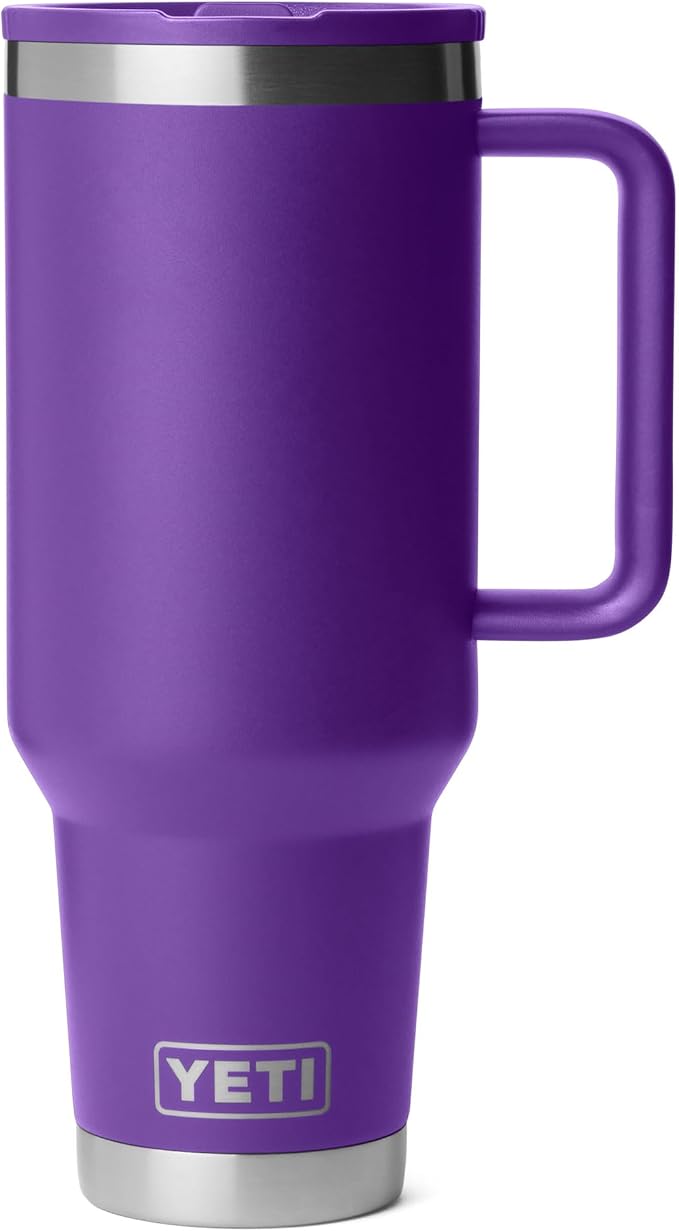 YETI Rambler 40 oz Travel Mug with Flip Straw Lid – Stainless Steel, Vacuum Insulated, Leakproof, Cup Holder Friendly, Pace Purple