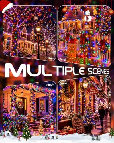 OZS 6 Pack 480 LED Solar String Lights Outdoor Waterproof, Multicolor
