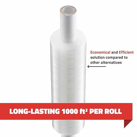 Stretch Wrap with Handle Industrial Strength 4 Pack 11" x 1000 Ft 60 Gauge Thick Shrink Wrap Roll for Moving Supplies, Furniture, Pallets, Plastic Wrap for Packing, Heavy Duty Stretch Film