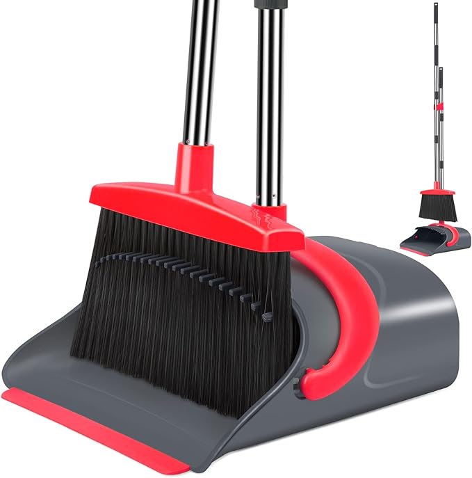 Green & Red Broom with Dustpan Combo Set