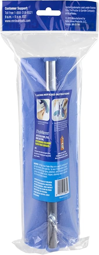 Mr. Clean Magic Eraser Roller Floor Mop Refill Head, White/Blue