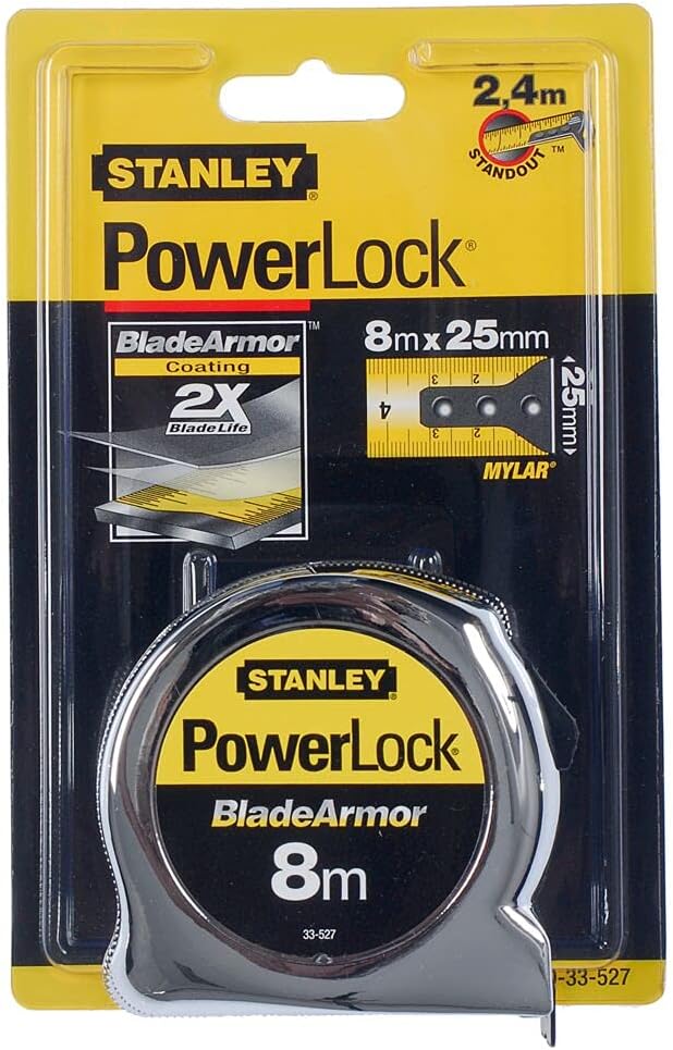 Stanley 0-33-527 8m Power Lock Tape with Blade Armor
