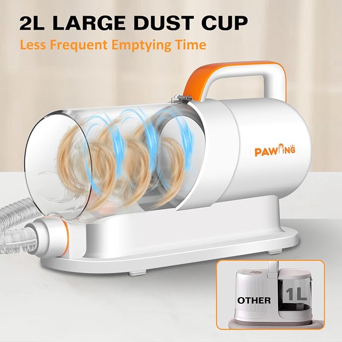 PAWING Dog Grooming Vacuum, All-in-1 Professional Deshedding Tools for Dogs & Cats - Low Noise Dogs Vacuum Cleaner with 2L Large Capacity Dust Cup for Shedding Pet Hair