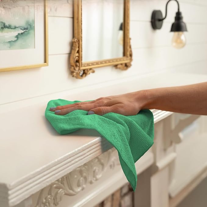 Avalon Towels Microfiber Cleaning Cloths (Value Pack of 12) - Size 12 x 12 Inches, Highly Absorbent Cleaning Rags, Lint Free, Reusable and Washable, Microfiber Towels for Cars