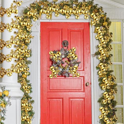 2 Pcs 6 ft Christmas Ball Ornament Garland, Gold
