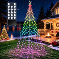 10 FT Outdoor Christmas Tree Lights, 408 RGB LEDs with Star, Pole & Remote