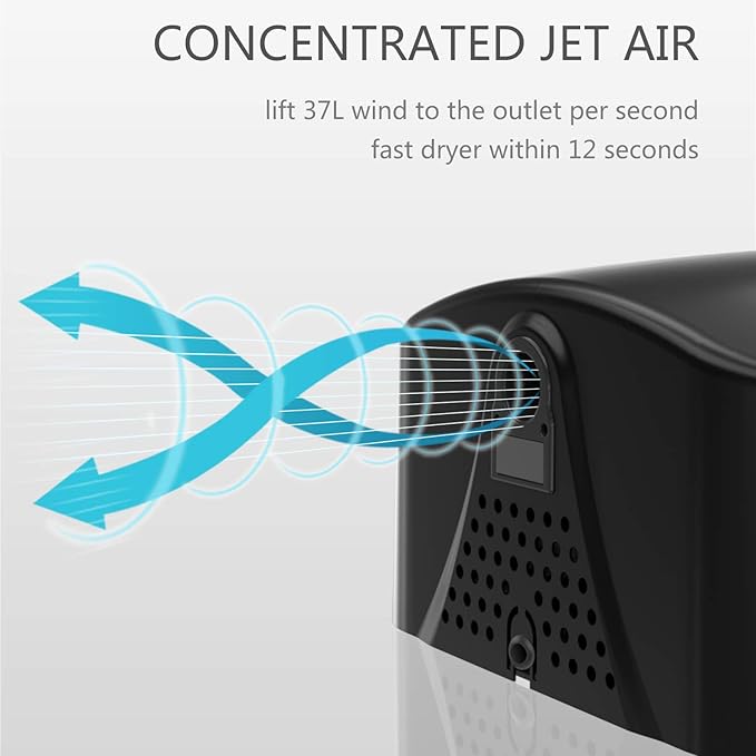 AIKE Heavy Duty Jet Cube High Speed Hand Dryer For Bathroom 110V 1400W, Model AK2800C Matte Black Painted Cover