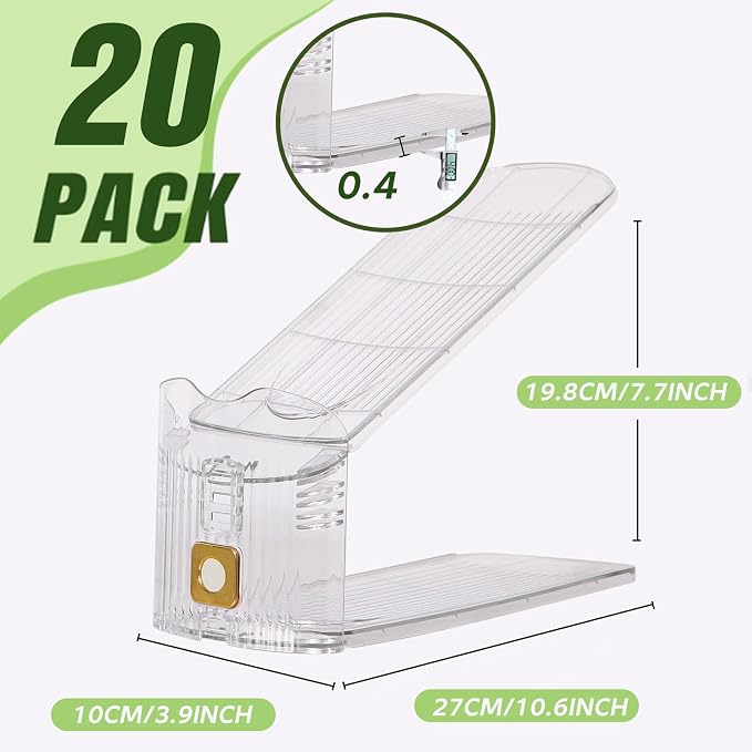 20 Pack Shoe Slots Organizer, Shoe Stackers Organizer for Closet Adjustable Shoe Holder Space Saver 50% Shoes Racks for Closet Organization
