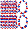 JUNEBRUSHS 24Pcs Patriotic Red White and Blue Leis 4th of July Accessories