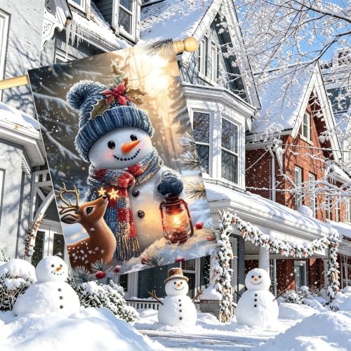Large Winter Christmas House Flags for Outside 28 x 40 Double Sided