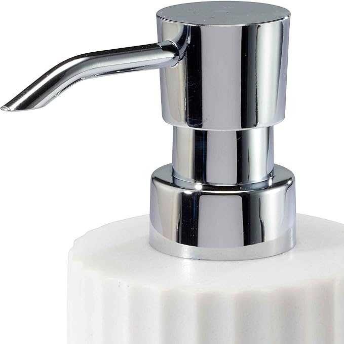 IZOD - Lotion Pump/Soap Dispenser, Resin Countertop Bathroom Accessories, Dorm Room Essentials, Striped Bathroom Decor (Clubhouse Collection, Aqua)