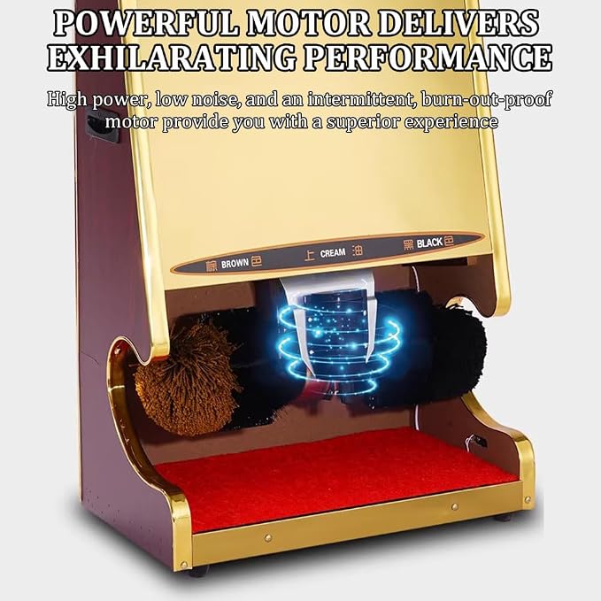 Commercial Luxury Stainless Steel Automatic Shoe Polishing Machine with Handrails and Oil Tank Design, Automatic Sensor Dual-Brush Leather Shoe Polishing Machine,C