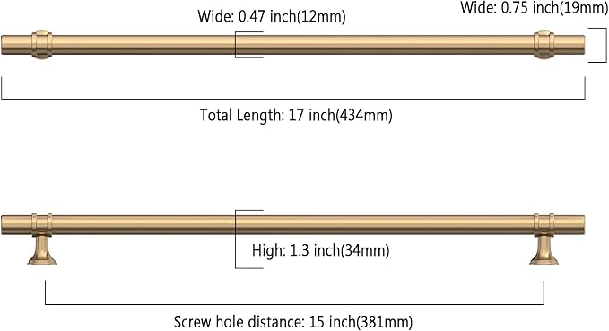 Asidrama 4451A 10 Pack 15 Inch(381mm) Champagne Bronze Kitchen Cabinet Handles, Cabinet Pulls Kitchen Cabinet Hardware Cupboard Handles Drawer Pulls