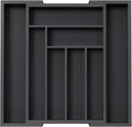 Pipishell Bamboo Expandable Drawer Organizer for Utensils Holder, Adjustable Cutlery Tray, Wood Drawer Dividers Organizer for Silverware, Flatware, Knives in Kitchen, Bedroom, Living Room(M-Black)