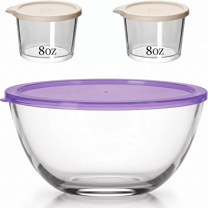 5 Quart Large Glass Mixing Bowl, Clear Large Salad Bowls Glass Big Mixing Bowls for Kitchen Storage