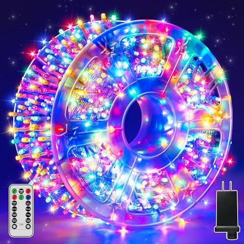 Guhope Christmas String Lights Indoor 1200LED 196FT, Waterproof Outdoor String Lights with Remote and Timer, 8 Modes Dimmable Christmas Lights for Indoor Outdoor Party Holiday Decorations (Multicolor)