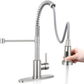 Kitchen Faucet with Pull Down Sprayer, Brushed Nickel | 2-mode sprayer, 360° high arc spout, 304 SS build, drip-free valve, fingerprint-resistant, DIY install, NSF certified