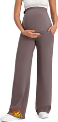 G4Free Fleece Lined Maternity Yoga Pants Winter Pregnancy Work Trousers