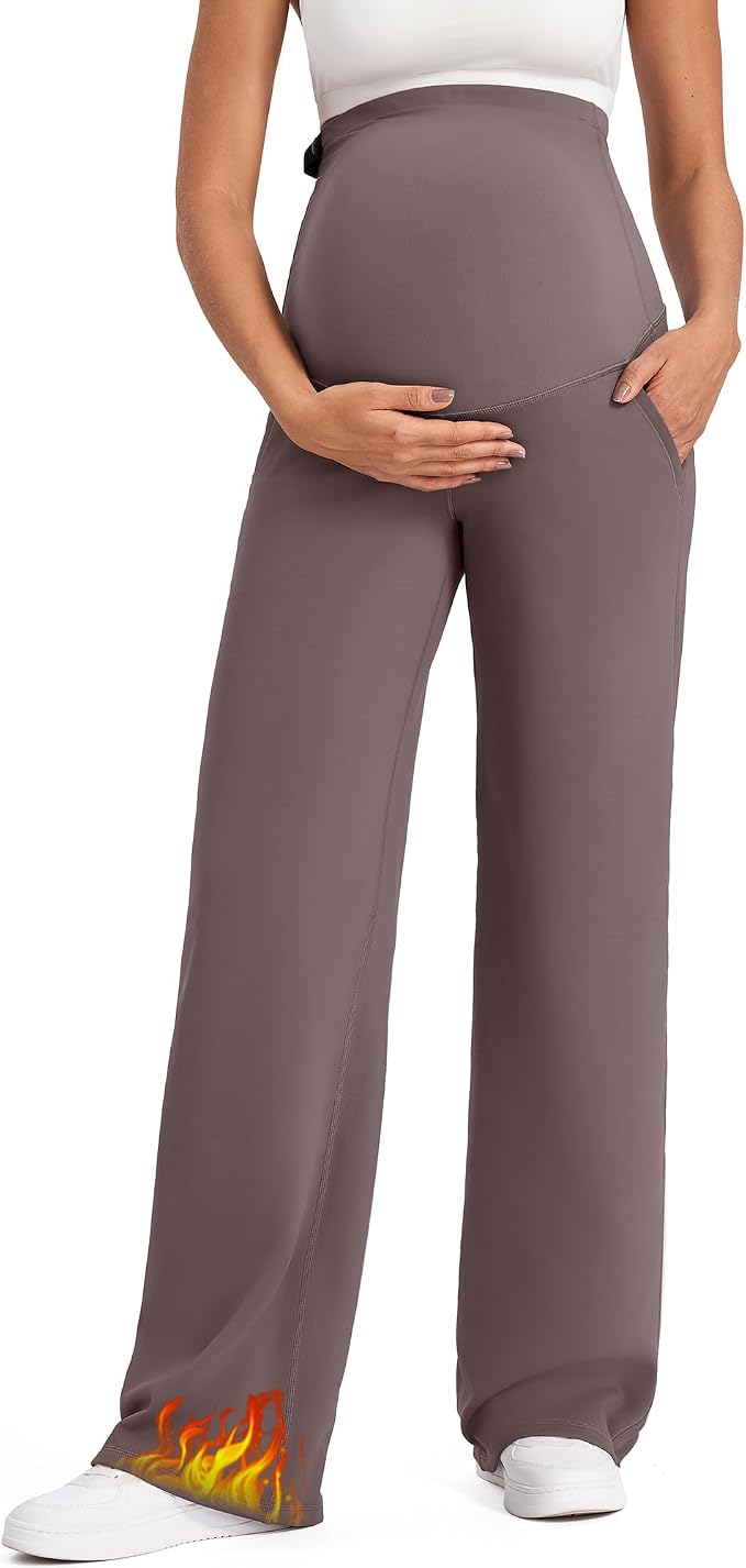G4Free Fleece Lined Maternity Yoga Pants Winter Pregnancy Work Trousers