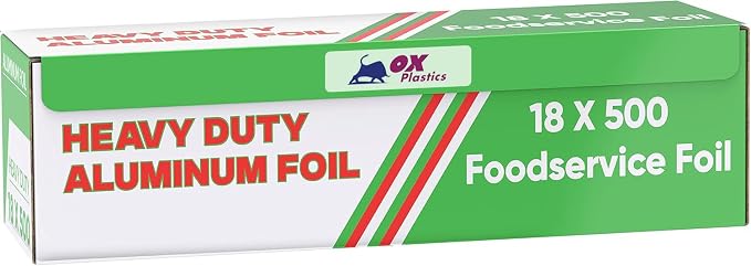 1 Pack Aluminum Foil Wrap 18"x 500 Feet - 80 Gauge Heavy-Duty, Commercial Grade for Food Service Industry - Silver Foil for Cooking, BBQ and Baking