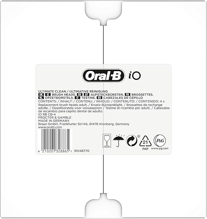Oral-B iO Ultimate Clean Electric Toothbrush Head, Twisted & Angled Bristles for Deeper Plaque Removal, Black - 8 Pack