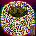 KNONEW 600FT 1500 LED Christmas String Lights Outdoor Green Wire Fairy Light 8 Modes & Timer Plug in Waterproof for Xmas Yard Tree Wedding Party Holiday Decorations(Multicolor)