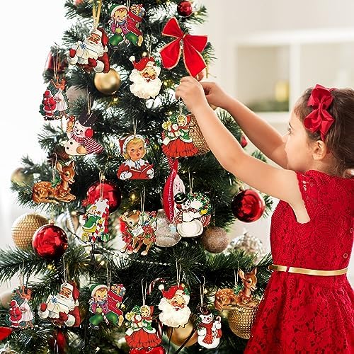 Huwena 36 Pcs Vintage Christmas Tree Ornaments, Classic, Vintage Color