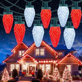 C9 Christmas Lights Outdoor, 114FT 150 LED C9 String Lights, Red|Pure White