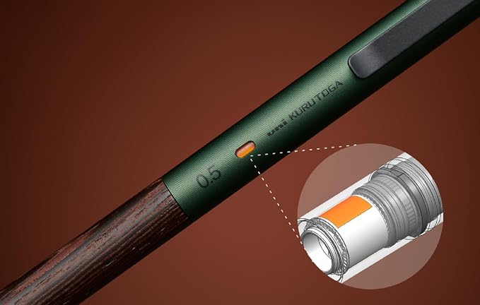 KURUTOGA Mitsubishi Pencil Mechanical Pencil Wood 0.5mm Steel Gray M5KW1P.23 With Original Stylus Ballpoint Touch Pen