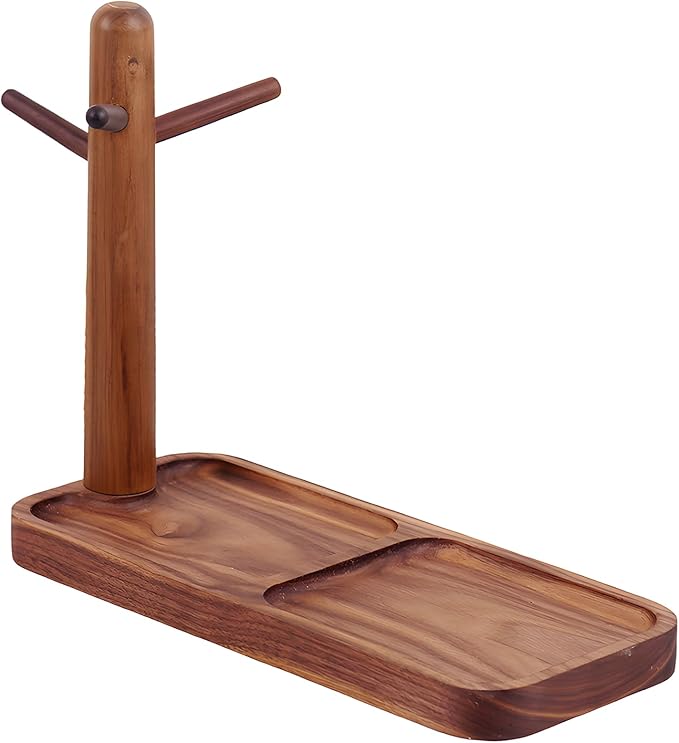 Walnut Wood Key Tray and Jewelry Tray, Multi Tier Catchall Tray for Entryway Table, Wooden Key Holder Organizer, Creative Shape, Home Decor, Household Goods