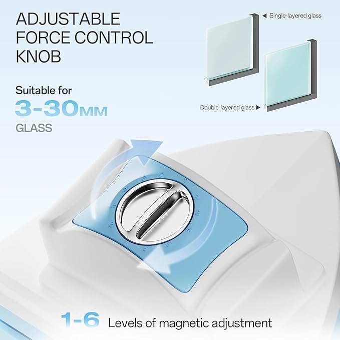 Magnetic Glass Cleaner Tools - Double Sided Windows Glass Cleaner Wiper for 0.2-1.4 Inch(5-35mm) with 1 Pc Microfiber Cleaning Cloth (Beige) 5-Files Adjustable Windshield Cleaner Tool for High-Rise