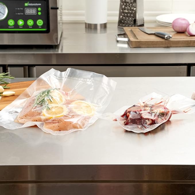 Restaurantware Fresh Hero 10 x 6 Inch Vacuum Sealer Bags 1000 Food Storage Bags - 3 mil Thick Microwavable Clear Plastic Sous Vide Bags Freezable For Storing Food Or Sous Vide Cooking