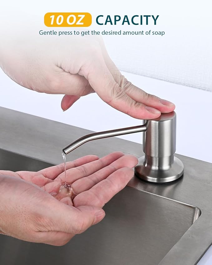 Kitchen Faucet with Soap Dispenser, Hiqufet Brushed Nickel Kitchen Faucet with Pull Down Sprayer, 3 Mode High Arc Single Handle RV Bar Sink Faucets for Pot Filler, Farmhouse Camper Bar Laundry Room