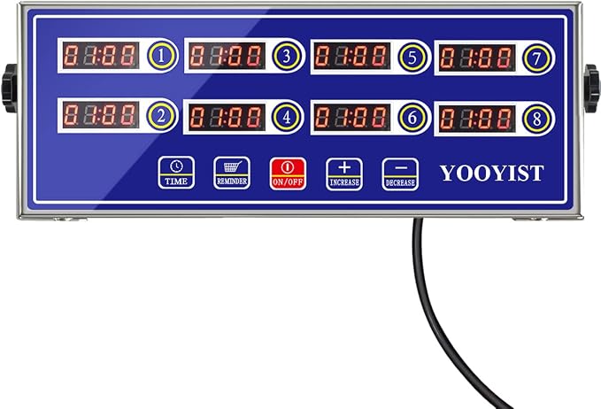 Professional Commercial 8 Channel Multiple Kitchen Timers Digital Calculagraph Programmable Loud for Restaurant Food Fryer Baking Cooking Stainless Steel Heavy Duty.
