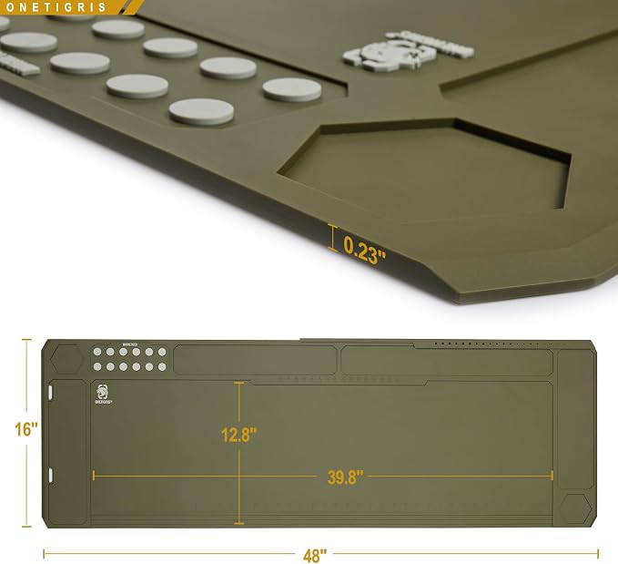 OneTigris Gun Clean Mat Magnectic for Table, Extra Large 48"x16" Anti-Slip Rubberized Repair Mat for Gun Parts, Protects Work Surface from Solvents and Oils