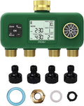 MOES 4 Zone Water Timer for Garden Hose, 1 in Inlet with 3/4 in Adapter, Brass Outlets, Battery Operated Sprinkler Timer, 4 Way Faucet Valve, Sequential Watering, Rain Delay, Non-WiFi