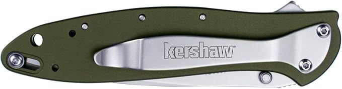 Kershaw Leek, BlackWash Pocket Knife (1660BLKW); 3 Sandvik 14C28N Steel Blade, 410 Stainless Steel Handle, BlackWash Finish, SpeedSafe Assisted Open, Frame and Tip Locks, Reversible Pocketclip; 3 OZ