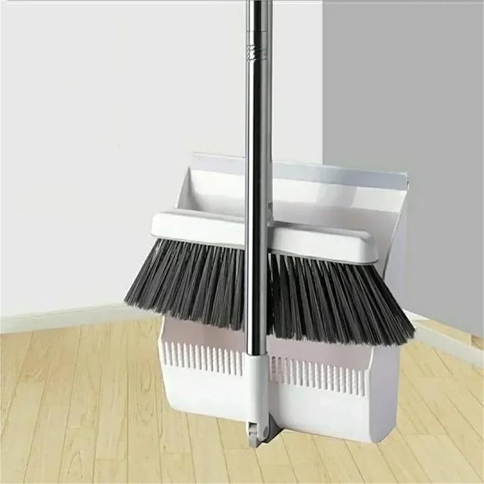 2PCS/Set Broom and Scoop Set Folding Dustpan High-end Bathroom Water Wiper to Sweep Brush Garbage Squeegee Home Cleaning for Home Kitchen Shop(Cool Blue-2PC)