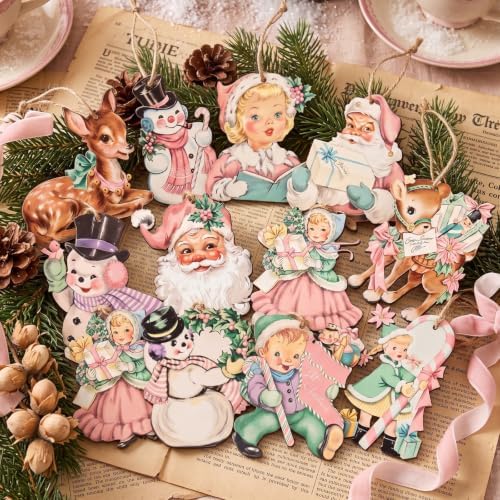 Huwena 36 Pcs Vintage Christmas Tree Ornaments, Classic, Pastel