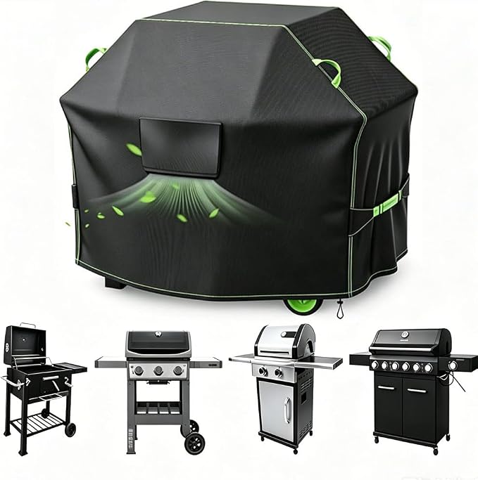 Grill Cover for Cuisinart Twin Oaks Dual Function Grill Outdoor Heavy Duty Waterproof Weather-Resistant BBQ Cover All Weather Protection Cover,Green-58 L x 24" D x 48" H