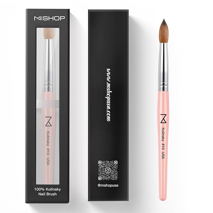 Majesti Pink Acrylic Nail Brush - Professional Kolinsky Acrylic Nail Brush- Handcrafted Nail Tool Supplies - Long Lasting, Professional Nail Art - Comes in 6 Sizes