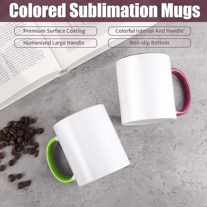 TANGLONG Sublimation Mugs 11 oz Sublimation Cups Bulk Coffee Mugs Tazas Para Sublimar 6 Assorted Colors Set of 12