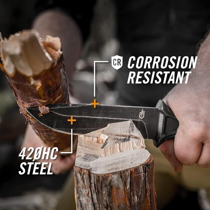 Gerber Gear StrongArm - Fixed-Blade Camping & Hunting Knife with Striking Pommel & Sheath - Premium Survival Gear - Made in USA - Coyote Brown, Serrated Edge