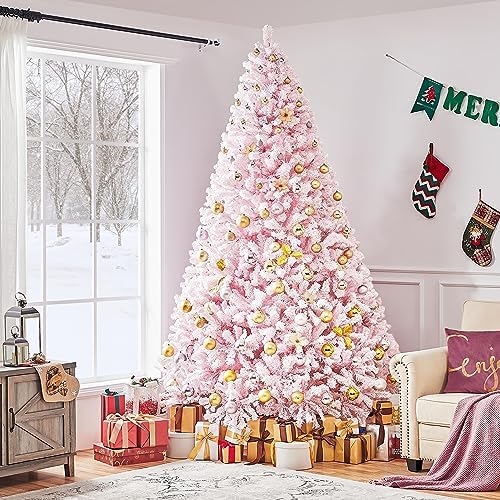 Yaheetech 9ft Pre-Lit Pink Artificial Christmas Tree with 900 Lights
