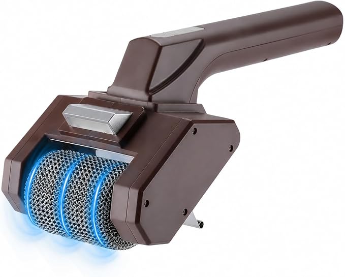 Electric Grill Brush, 350 RPM BBQ Automatic Grill Cleaner with 2 Replace Cleaning Heads, 2600mAh Battery Power Grill Scrubber for Outdoor Flat Top, Cast Iron, Barbecue Grates, Brown